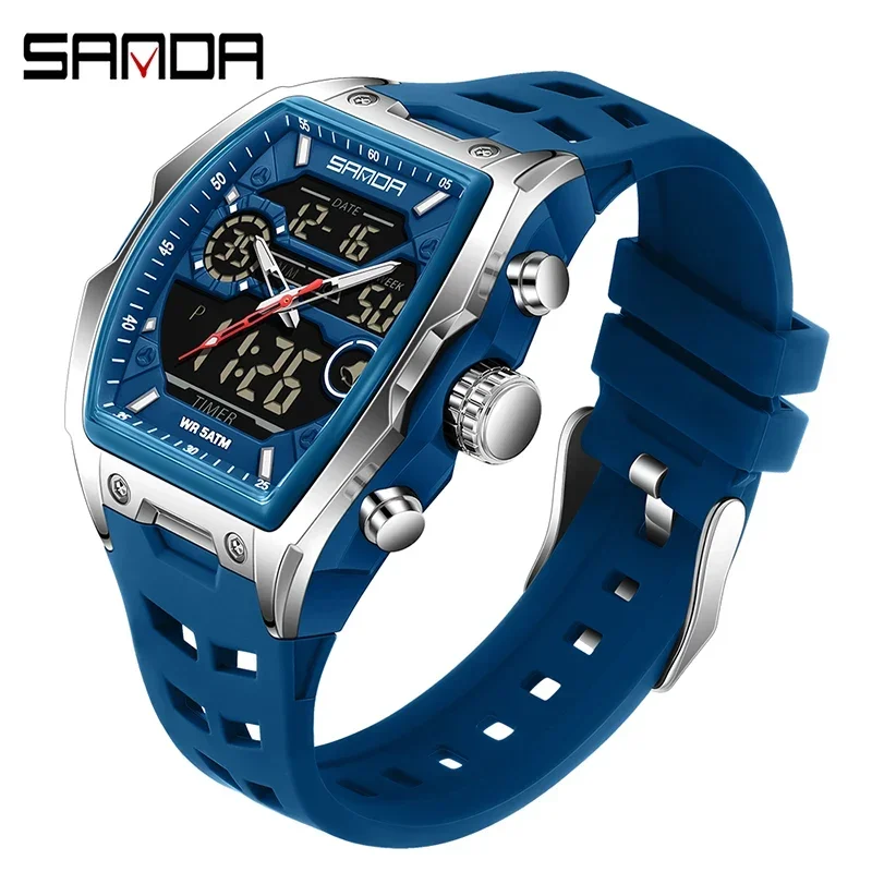 SANDA Men's Sports LED Analog Digital Chronograph Watch