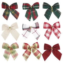 10/20pcs Christmas Gold Dust Bows Christmas Tree Printed Bow Ornaments Christmas Glitter Ribbon Bow Christmas Tree Decorations