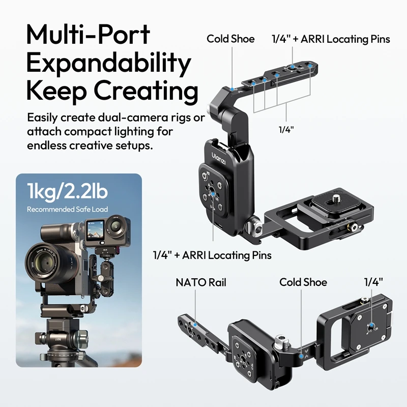 Ulanzi XJ01 Uka Universal Foldable Camera Cage 2-in-1 Handle Cage for Camera Tripod Gimbal Phone Clamp Photography Light Vlog - Ảnh 6