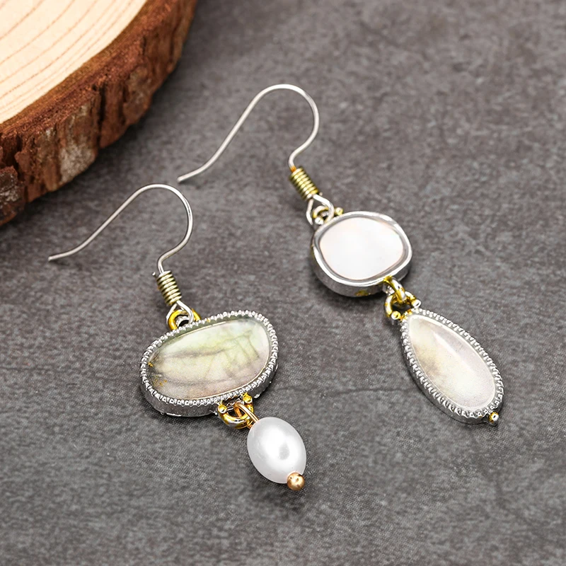 Vintage Asymmetrical Imitation Pearl Water Drop Earrings Flower Earrings Drop Earrings Pearl Earrings Dangle Earrings