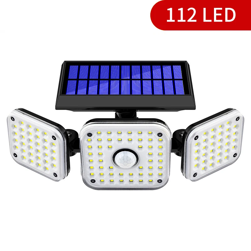 led solar lights Solar Motion Sensor Lights Outdoor 48/112/182 LED Flood Light Waterproof 3 Modes 4 Adjustable Heads Solar Powered Wall Lamp brightest outdoor solar lights Solar Lamps