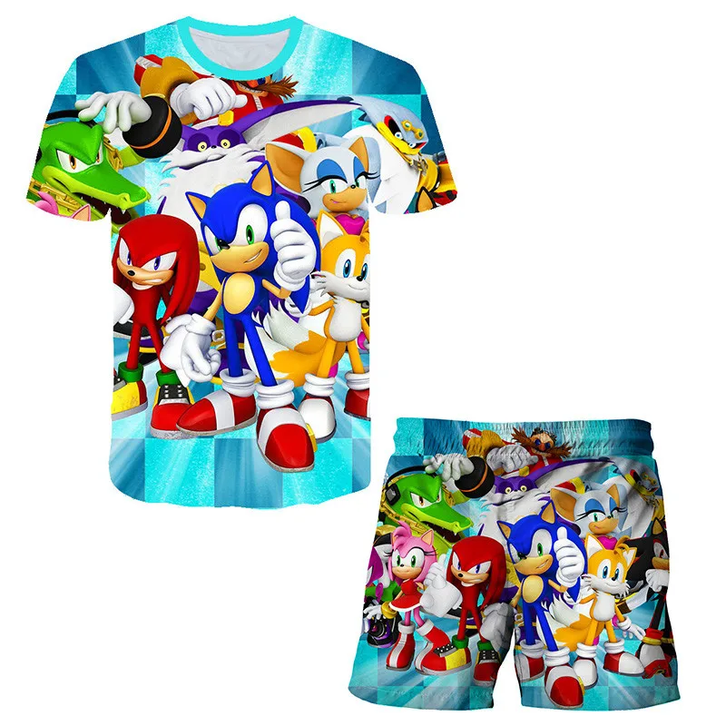 Meninos e meninas Tshirt Verão 3-13t Sonic Suit Meninos 3d Imprimir Sonic  Crianças Short-sleeved T-shirts Terno Padrão - AliExpress