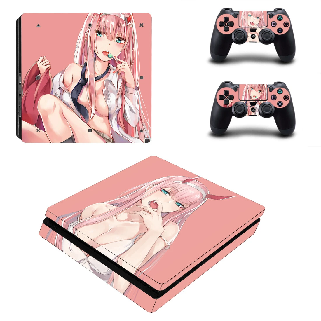 Anime Cute Girl PS4 Slim Skin Sticker Decal for PlayStation 4 Console and Controller Skin PS4 Slim Sticker Vinyl