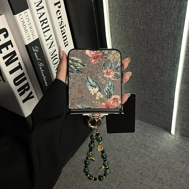 Korean Luxury Retro Floral Jade Beads Bracelet Phone Case - Ultra Protection Back Cover