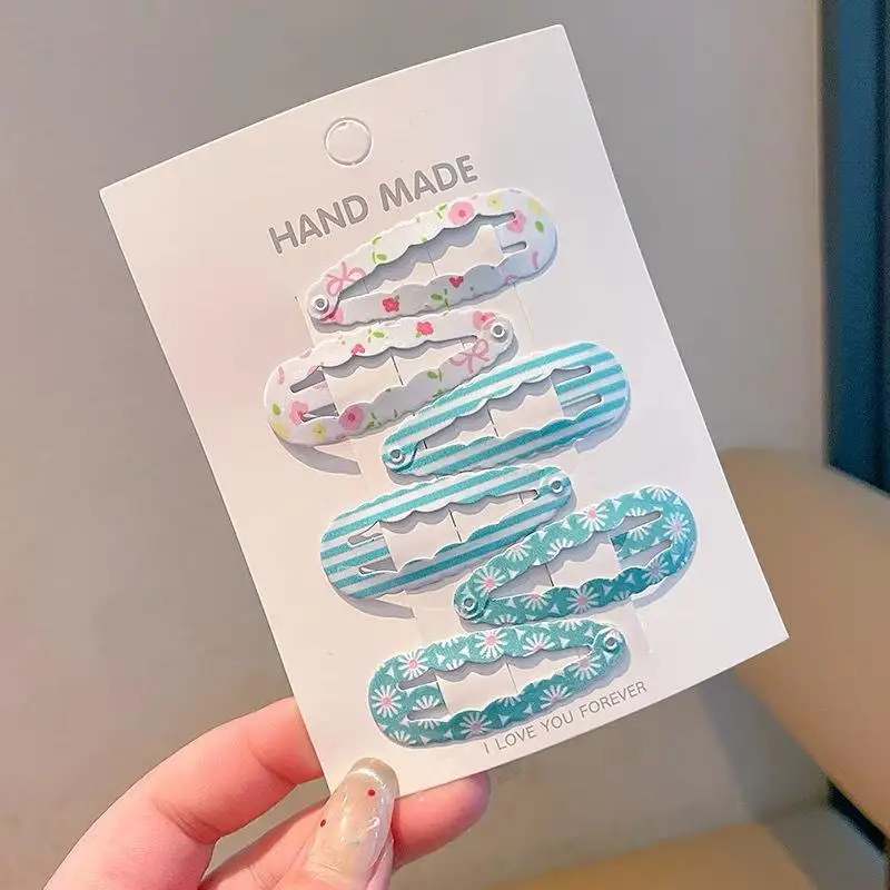 Süße Spitzen-Haarspangen für Mädchen, bunte koreanische Blumen-BB-Klauen-Haarspangen, Kinder-Pony-Haarspangen, Ins-Viral-Karo-Print, rutschfeste Haarspangen-Set, Geschenk – Detail 3