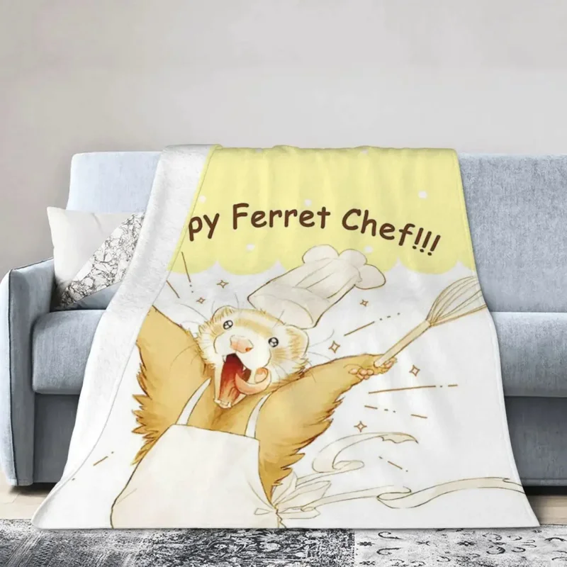 

Одеяло шеф-повара Happy Ferret, мягкое теплое Фланелевое покрывало, покрывало для кровати, гостиной, пикника, путешествий, дивана для дома
