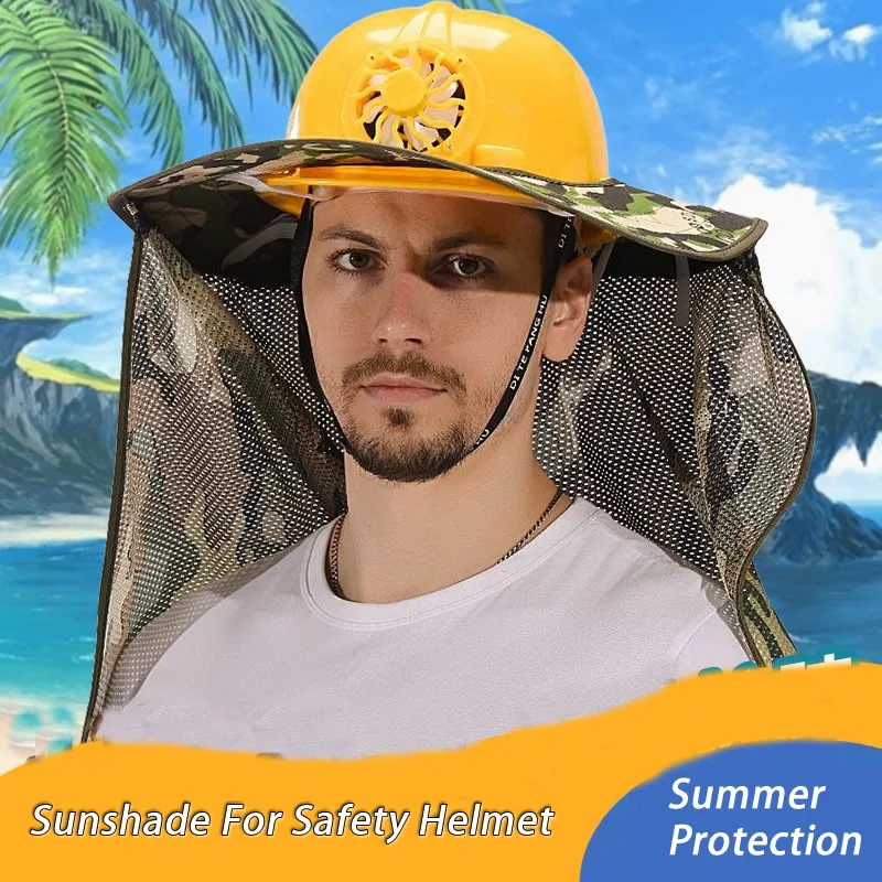 Summer sunshade for safety helmet cap face and neck protection sun visor curtain for Outdoor Site Work Repairing Garden safety helmet tactical helmet garden trimmer helmet