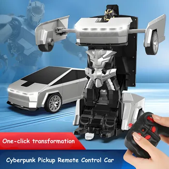1:18 Electric RC Cyber Pickup - One-Click Transformation Robot Car, STEM Educational Gift for Boys Girls Kids with LED Lights 1