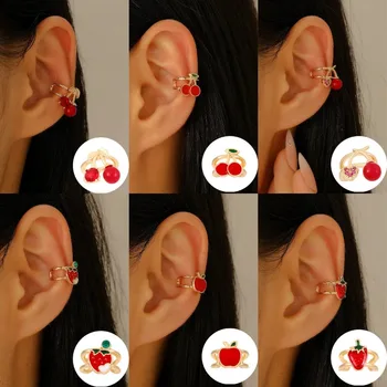 2025 Cute Fruit Ear Clips Cherry Strawberry Apple Banana Ear Bone Clips Fashion Earrings Women