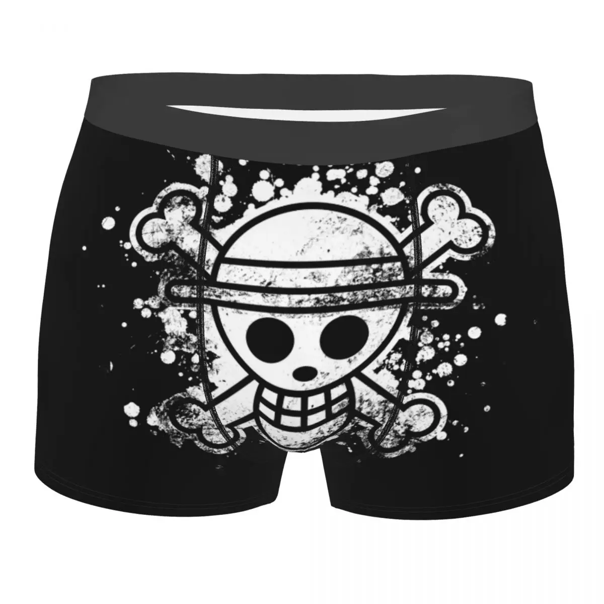 

Male Cool Straw Hat Pirates Skull Underwear One Piece Anime Manga Boxer Briefs Stretch Shorts Panties Underpants