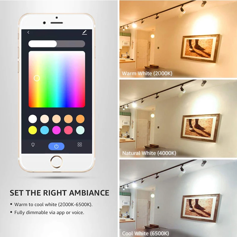 HomeKit LED Spotlight GU10 WiFi Smart App Dimming RGBCW Light Bulb Siri Alexa Google SmartThings Alice Voice Control Home Assist smart led light bulbs