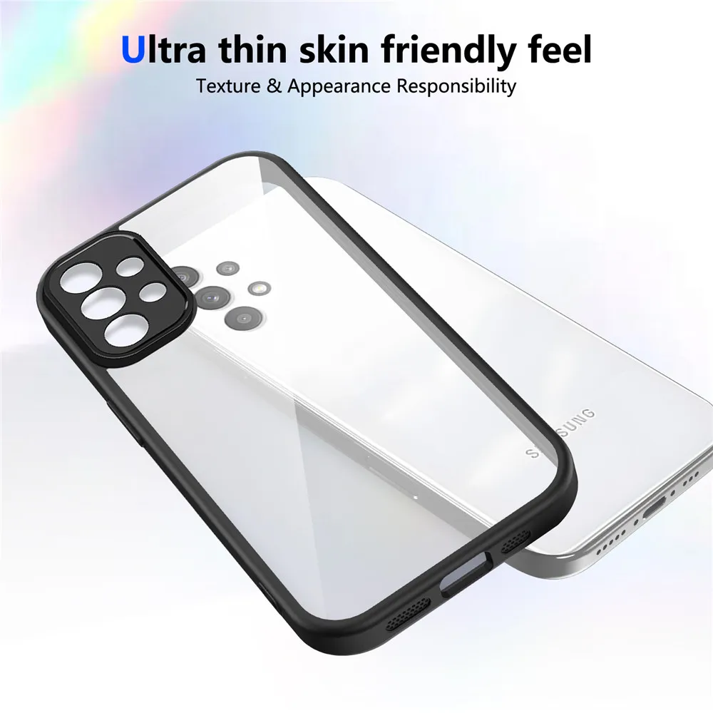 Luxury Matte Shockproof Phone Case with Clear Acrylic Back Cover