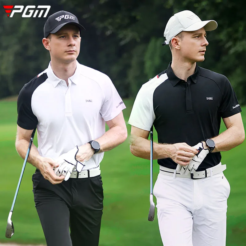 

PGM Fast Dry Golf Polo Shirts for Men Summer Short-sleeved Golf Apparel Male Breathable Patchwork Tops Leisure T-shirts M-XXL