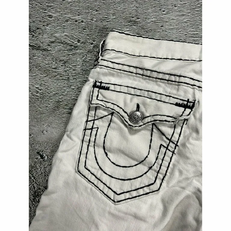 Retro Buddha Denim Short Y2K Jeans Men Women Harajuku Pocket Embroidery Retro White Baggy Denim Short Low Waist Basketball