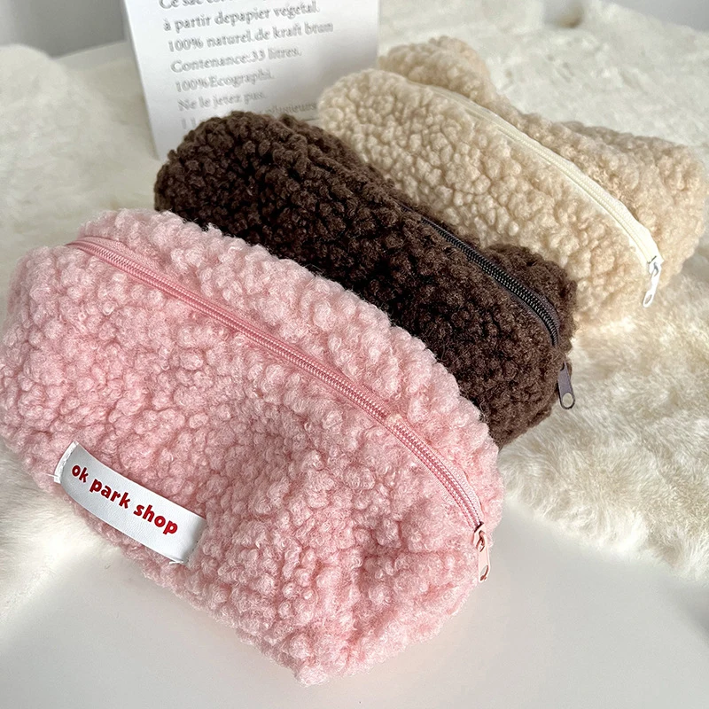 Cashmere Cosmetic Bag Zipper Bag Makeup Storage Bag Travel Cosmetic Bag Cute School Office Supplies Large Capacity Bag 3