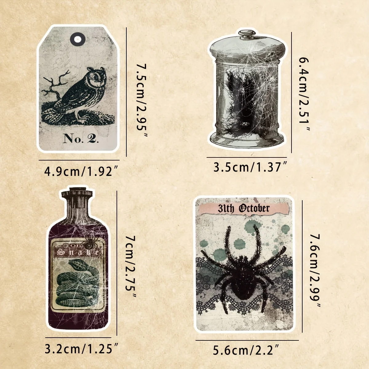 Vintage Potion Bottle Labels Stickers 50PCS/Pack Retro Horror Gothic For Suitcase Scrapbooking Laptop Decorative