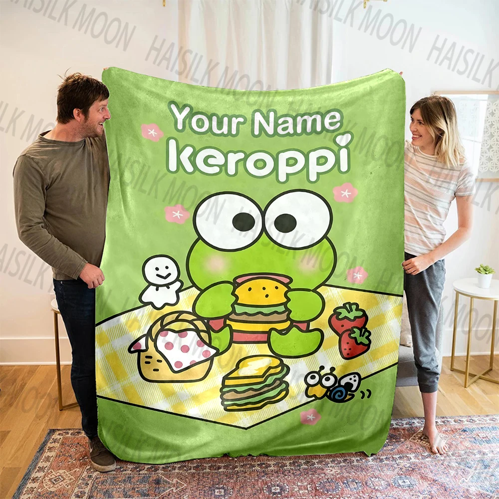 Personalized Sanrio Keroppi Print Microfiber Blanket for Adults and Kids