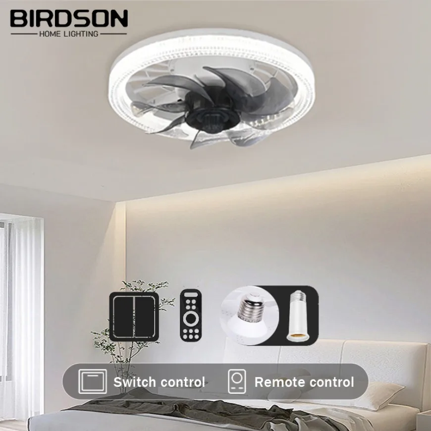 

LED Ceiling Fan Light Remote Control Dimmable Strong Wind Silent Fan Living Room Bedroom Interior Decoration Ceiling Fan 85-265V