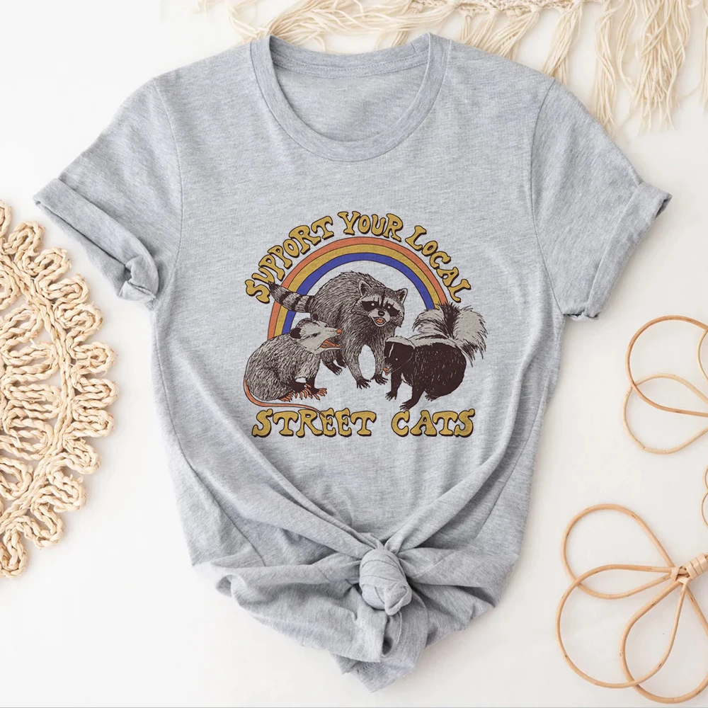 

Raccoon t shirt women comic anime t shirt girl anime graphic clothes