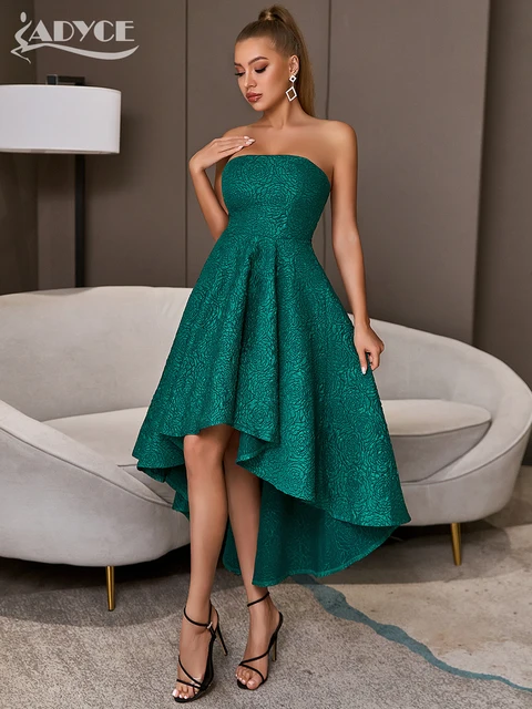 Adyce Elegant Women Fit and Flare Party Wear Dress 2022 Summer Strapless Green Sexy Sleeveless Evening Celebrity Midi Club Dress 1