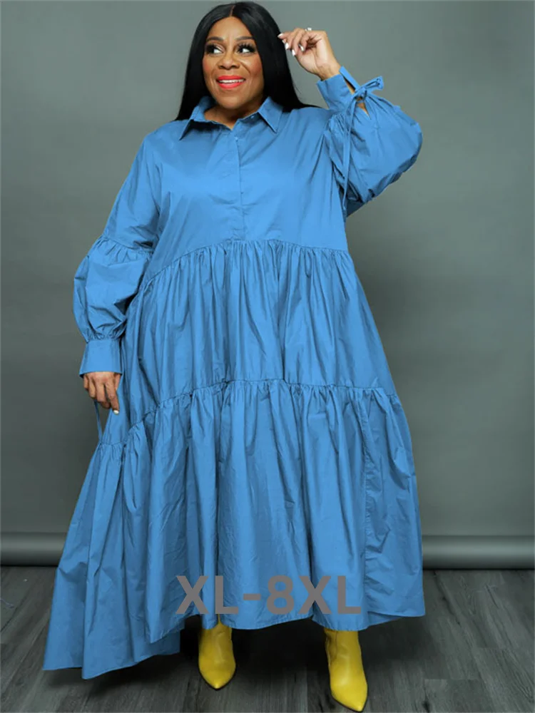 Plus Size Shirt Dresses for Women Clothing Casual Loose Big Swing Maxi  Dress Fashion Streetwear Wholes 3xl 4xl 5xl 6xl - AliExpress