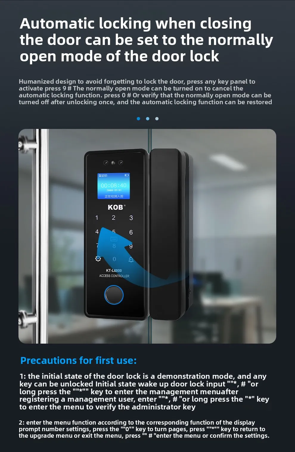 glass door fingerprint lock without opening holes Framed sliding door Intelligen