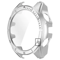 Premium Protective Watch Case with Scale Decoration - Sleek Shell Protector - 43mm AMOLED (06 Silver Black)