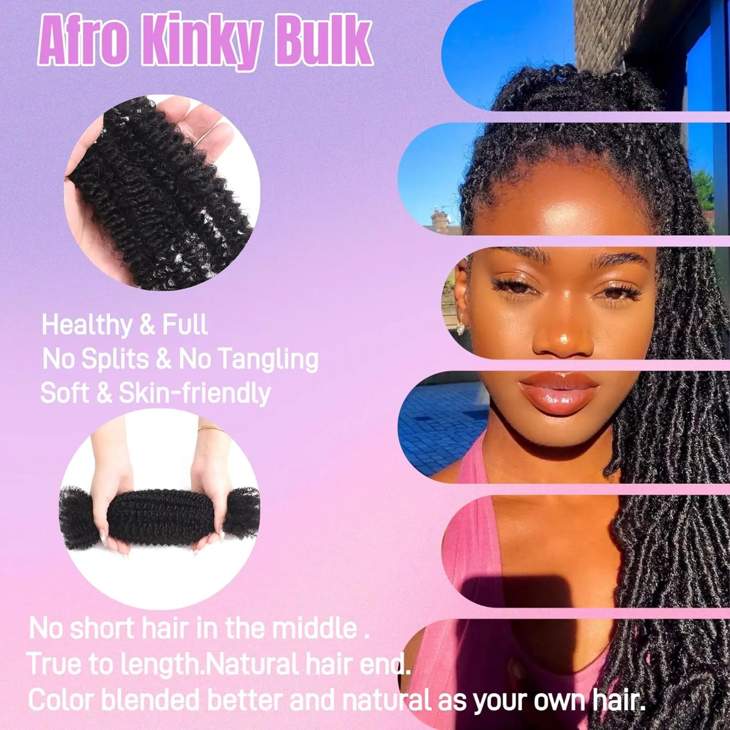 Malaysia Remy Afro kinky Curly Bulk Human Hair For Braiding Dreadlock Extension Loc Repair Twist 50g/pc Natural Braids Hair human hair extensions human hair for braiding