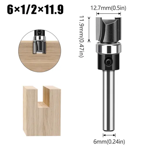 1pc 6mm 1/4"Shank Bearing Straight Router Bit Copy Trimming Cutter Line Cutter Trimming Machine Milling Cutter Woodworking Tools - Image 10