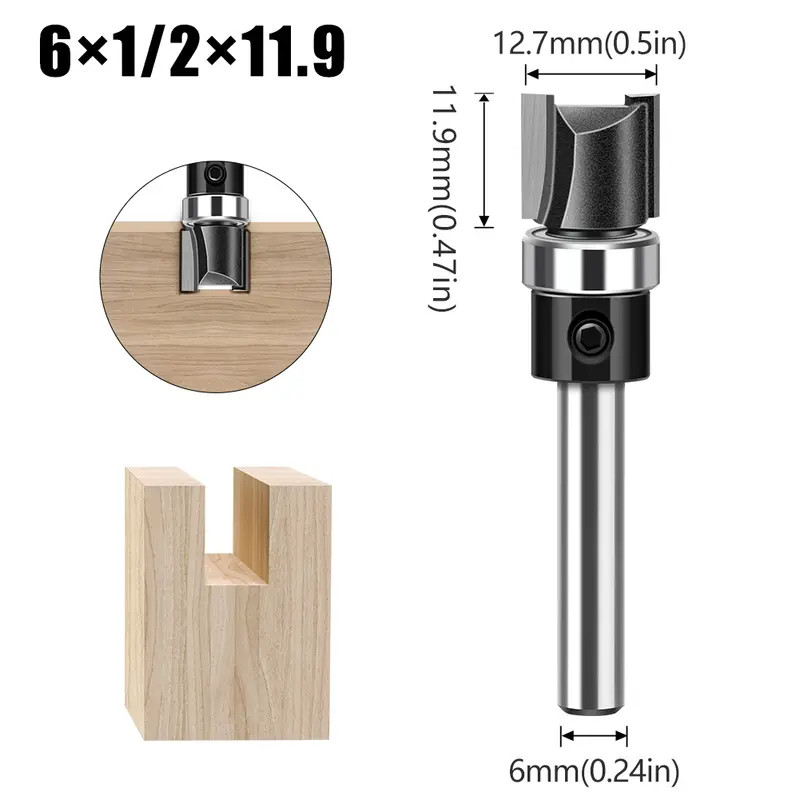1pc 6mm 1/4"Shank Bearing Straight Router Bit Copy Trimming Cutter Line Cutter Trimming Machine Milling Cutter Woodworking Tools - Image 10