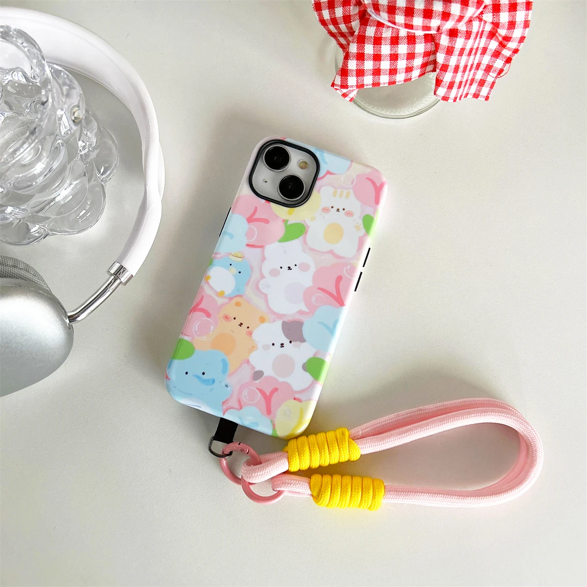 Cute patterns intInclusive Phone Case Two-In-One Film Protective Shell For iPhone 15 14 13 12 11 Pro Max Plus Mini