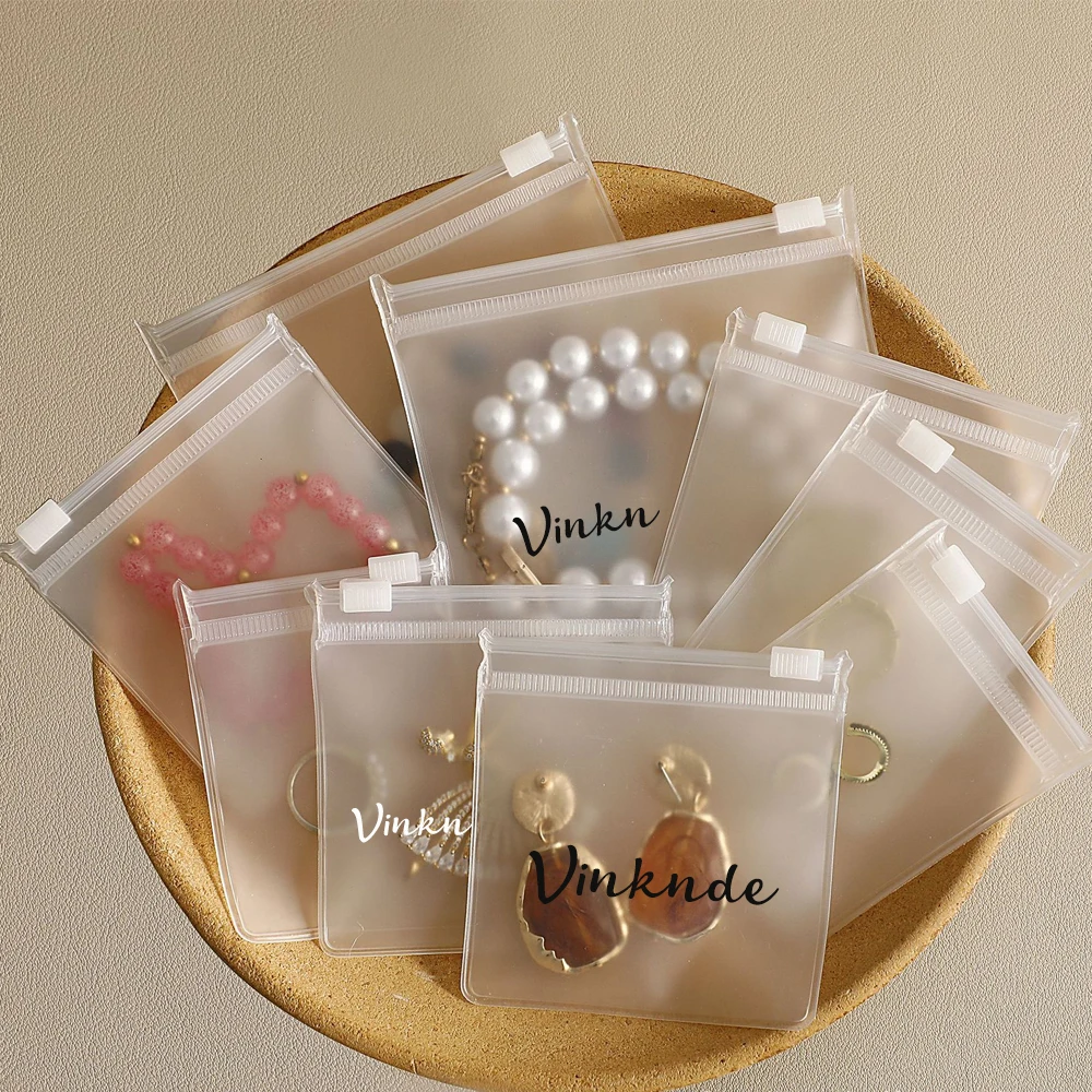 100Pcs 사용자 정의 로고 쥬얼리 EVA 지퍼 주최자 선물 가방 귀걸이 반지 펜던트 목걸이 팔찌 포장 서리로 덥은 자루