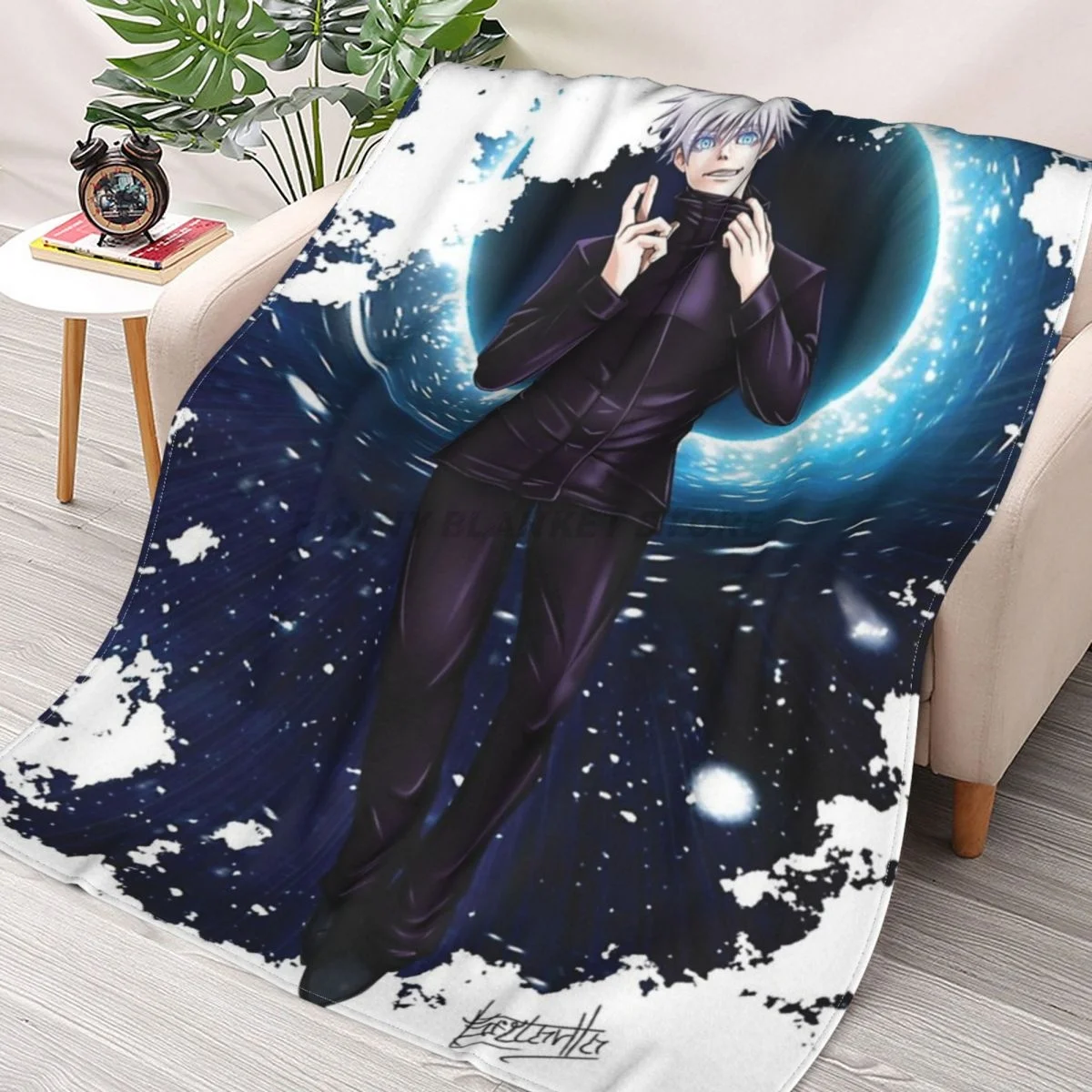 

Jujutsu Kaisen Gojo Satoru Eyes Throws Blankets Collage Flannel Ultra-Soft Warm picnic blanket bedspread on the bed