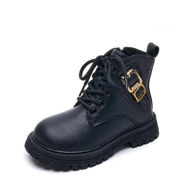 Sepatu Bot Pendek Kulit Anak Perempuan Sekolah Mode Musim Gugur