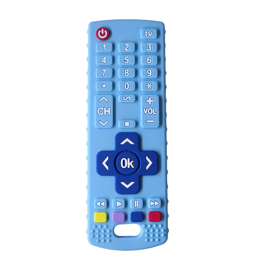 2025 new children's remote control teethers silicone anti-feeding simulation remote control teethers food-grade soothing toys