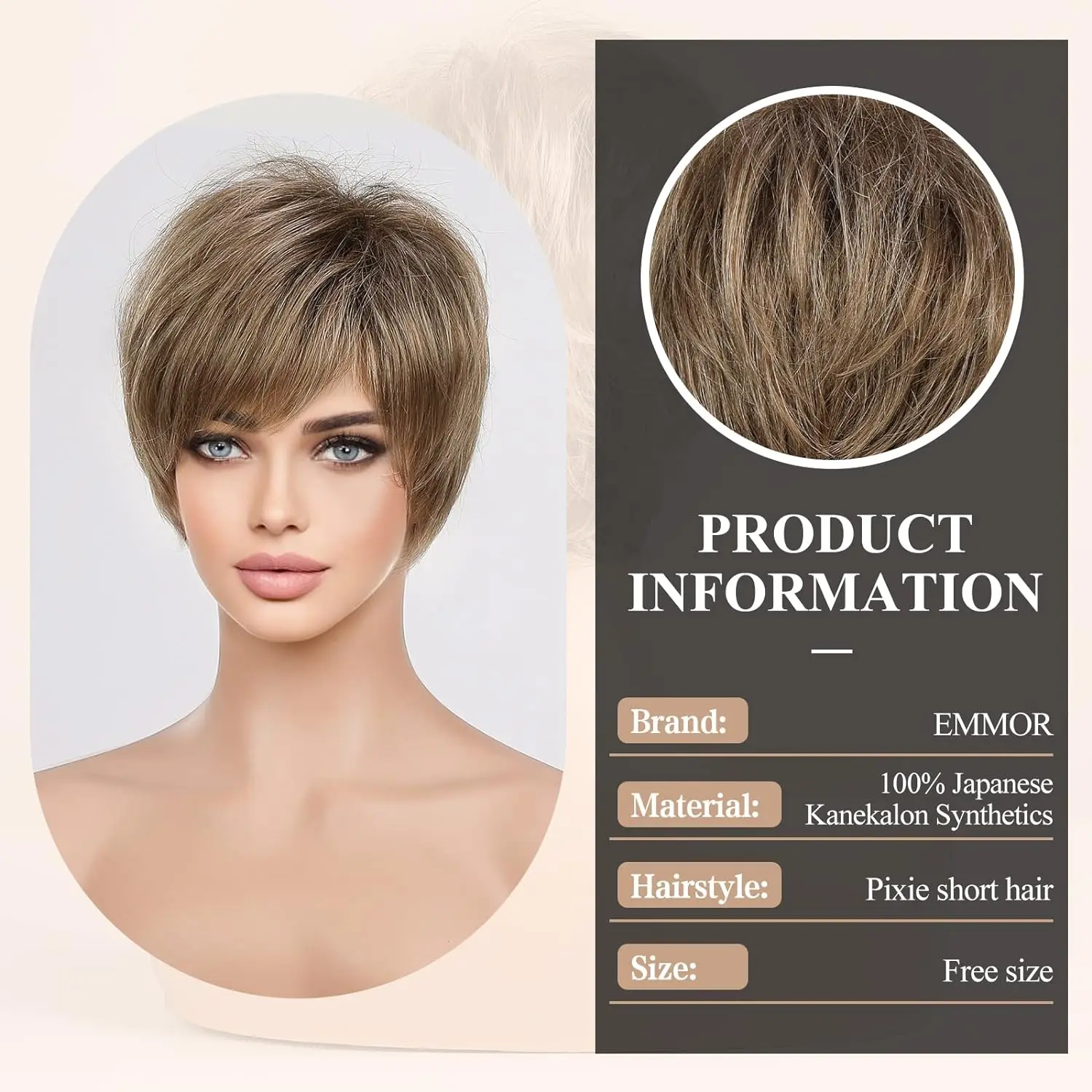 Short Blonde Brown Wigs for Women Memory Fiber Simulated Human Hair Pixie Curly Wig With Bang Natural Daily Use Hair Color JR14# human hair wigs