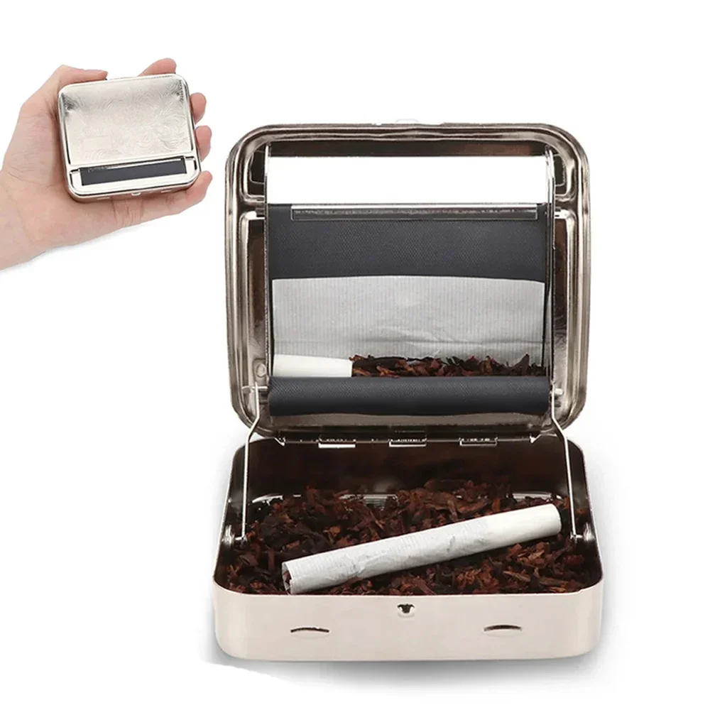 Deluxe Semi-Automatic Metal Tobacco Rolling Machine and Cigarette Case