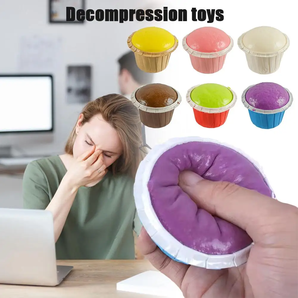 

Sticky Slow Rebound Cupcake Stress Relief Toys Simulated Bread Decompression Toy For Children Adults Gifts For Fun Squezee E8O3