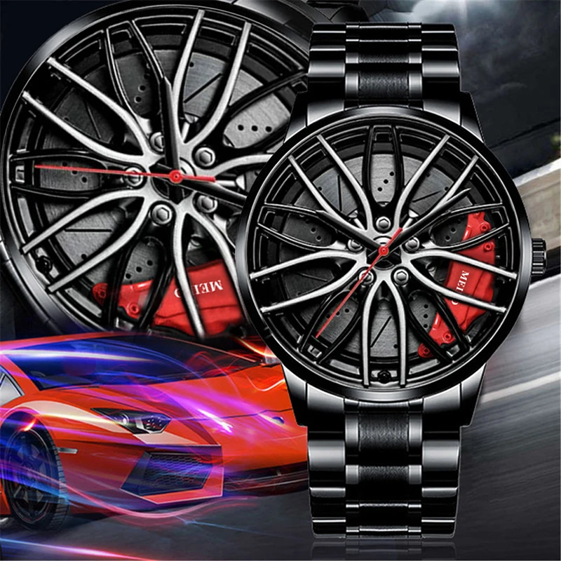 Fashion Mens Luxury Watches Sports Car Watches Sport Rim Hub Wheel Wristwatch Car Quartz Men's Watches Creative Watch 4