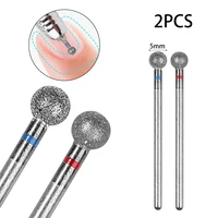 2PCS Diamond Cuticle Clean Ball Head Nail Bit for Electric Machine Perfect for Gel Polishing Acrylic Manicure Pedicure Cuticle 1