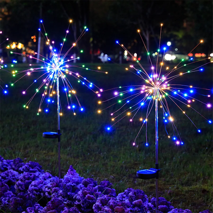 

PAMNNY Solar Firework Fairy Garden Lights Waterproof 150LED Yard Pathway Landscape Lawn Lamp Holiday Decoration Outdoor Lighting