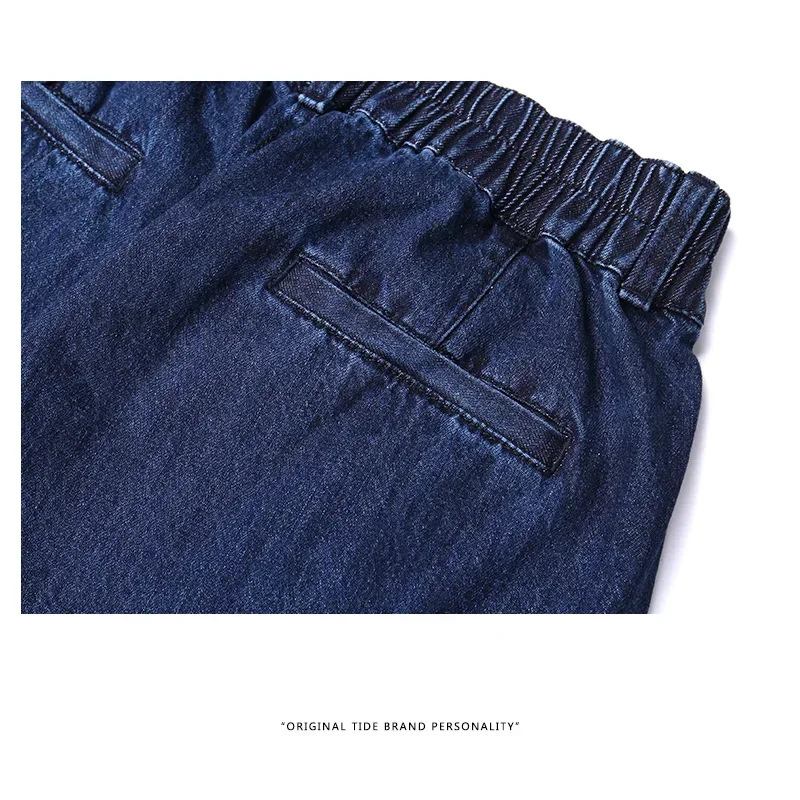 Customer Made Wide Leg Cargo Pants Men Casual Loose Straight Trousers Denim Designer Pants Male Elastic Waist Joggers S-XL