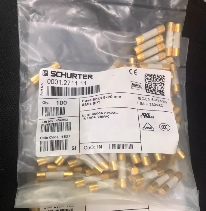 4pcs/lot Original Switzerland SCHURTER Alloy gold-plated audiophile fuse T1A-T16A 5x20mm