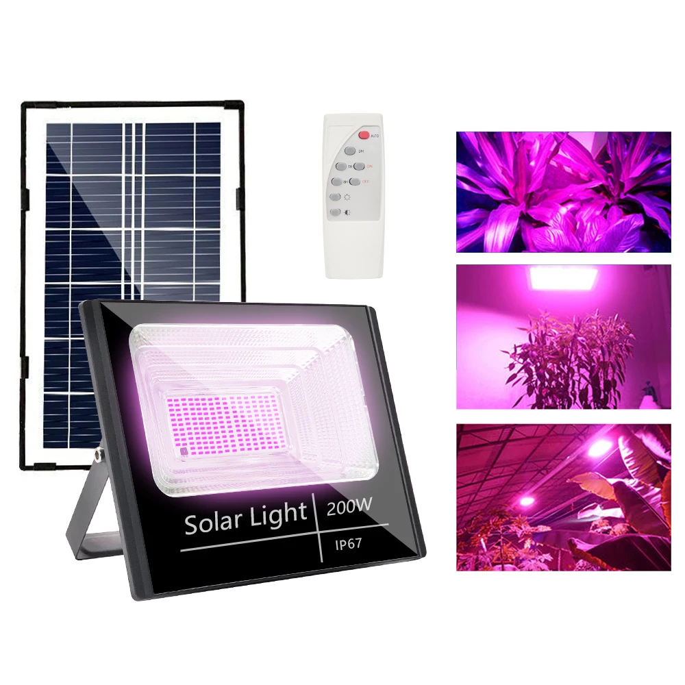 FullSpectrum200WLEDSolarGrowLightFloodlightPlantGrowingLight