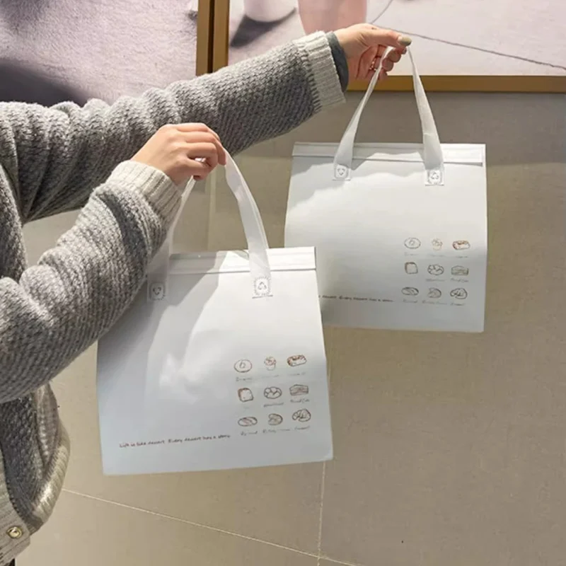 StoBag 10pcs Non-woven Insulation Bags Tote Fabric Portable for Cake Bread Drinks Package Keep Warm Cold Delivery Reusable Pouch 3