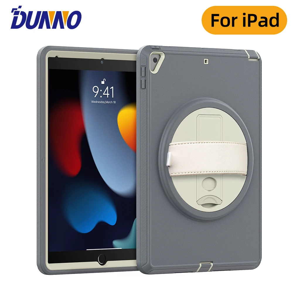 

For iPad 10th Generation Case For iPad 7th 8th 9th 10.2 Air 3 Pro 10.5 With Hand Strap & Built-in Kickstand Hard Shell Cover