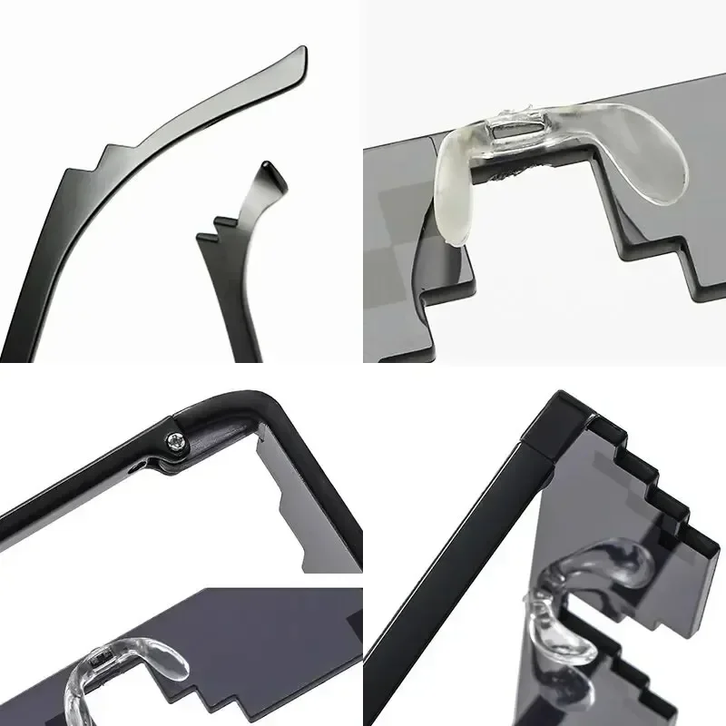 Design Funny Mosaic Sunglasses Thug Life Sun Glasses Pixel Black Retro Gamer Robot Sunglasses Birthday Party Cosplay Favors