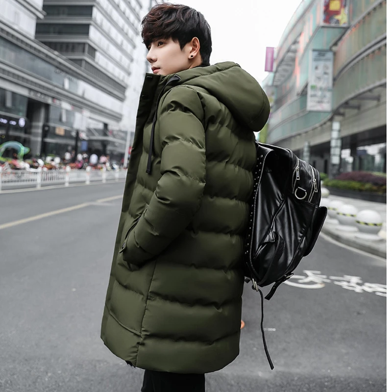 Padded Men's New Mid-length Winter Thickened Padded Jacket Winter Warm Hooded Padded Jacket