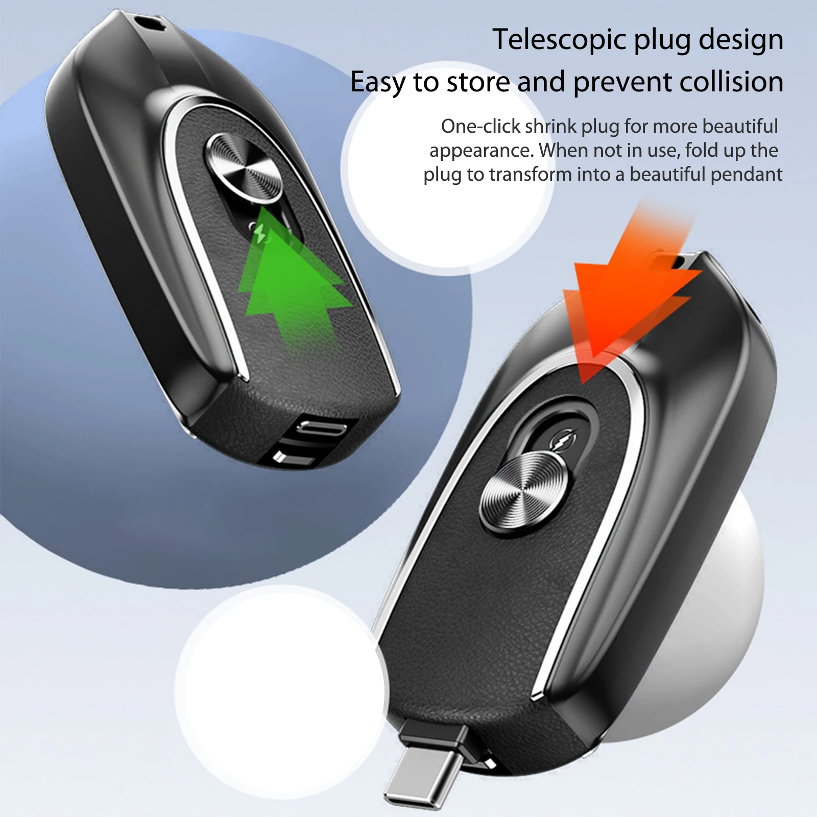 Mini Keychain Power Bank Output Interfaces 5V 1200mAh Backup