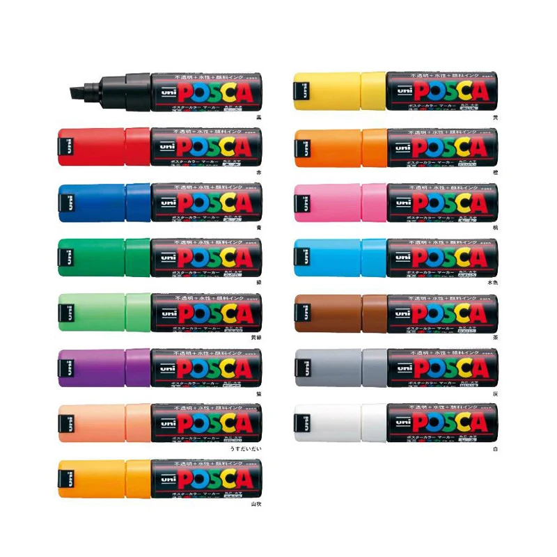 1-Pc Uni Posca Marker Pen PC-8K POP Poster Waterborne Advertising/Graffiti Marker 8mm Nib Characters Bright and Colorful plumone 2